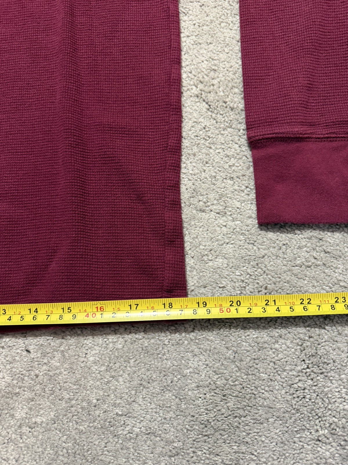 Polo Ralph Lauren Mens Large Shirt Waffle Knit Thermal T Maroon L/S Pull on Logo gallery