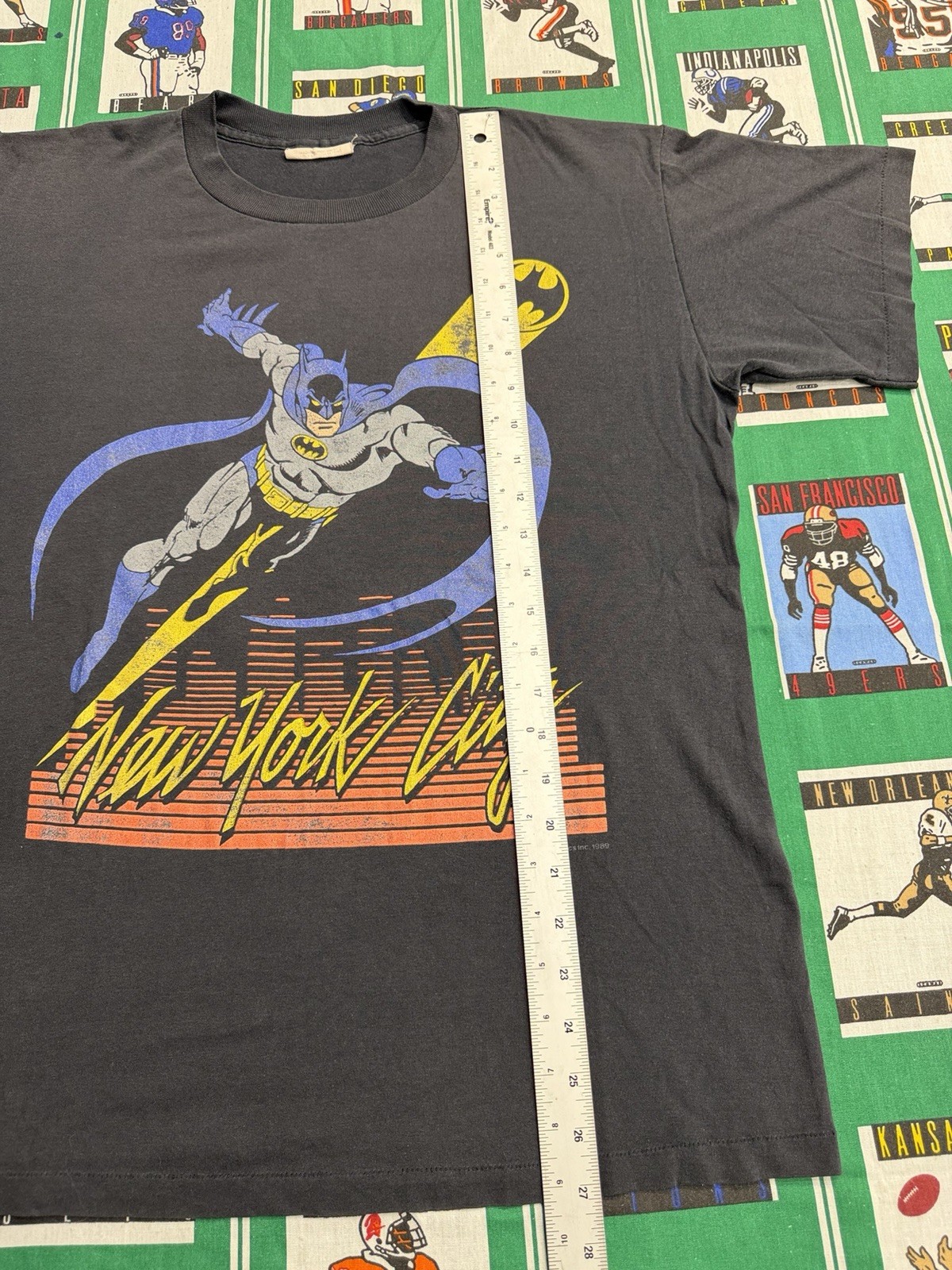Vtg 80s Batman New York City Graphic Print Black Men's L Crew T-Shirt gallery