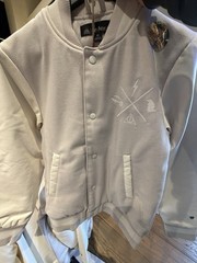 Harry Potter NY Hogwarts – White Gray Faux Leather Bomber Baseball Jacket