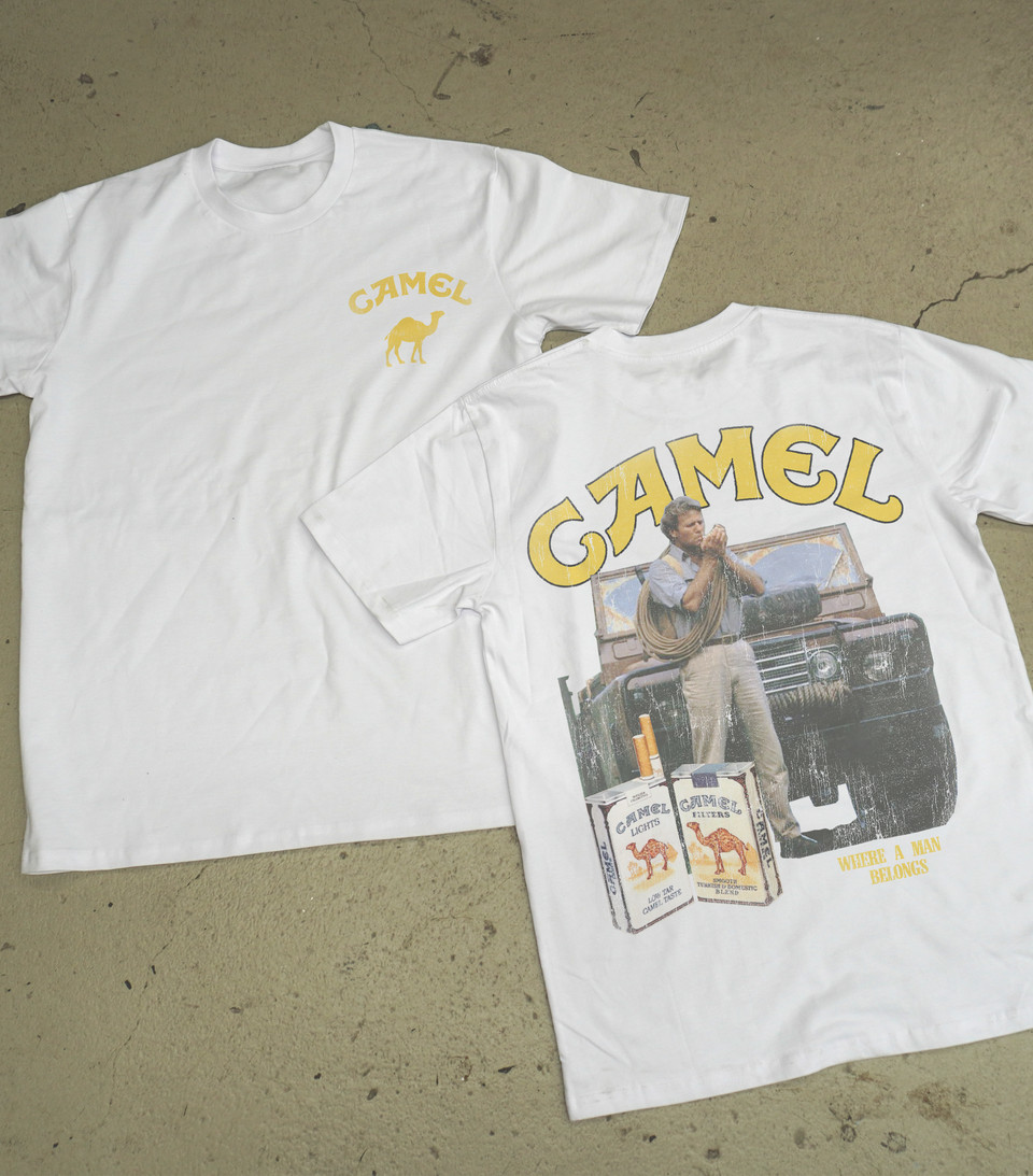 Camel Land Rover T-Shirt Vintage Off Road Rally Adventure Graphic Tee