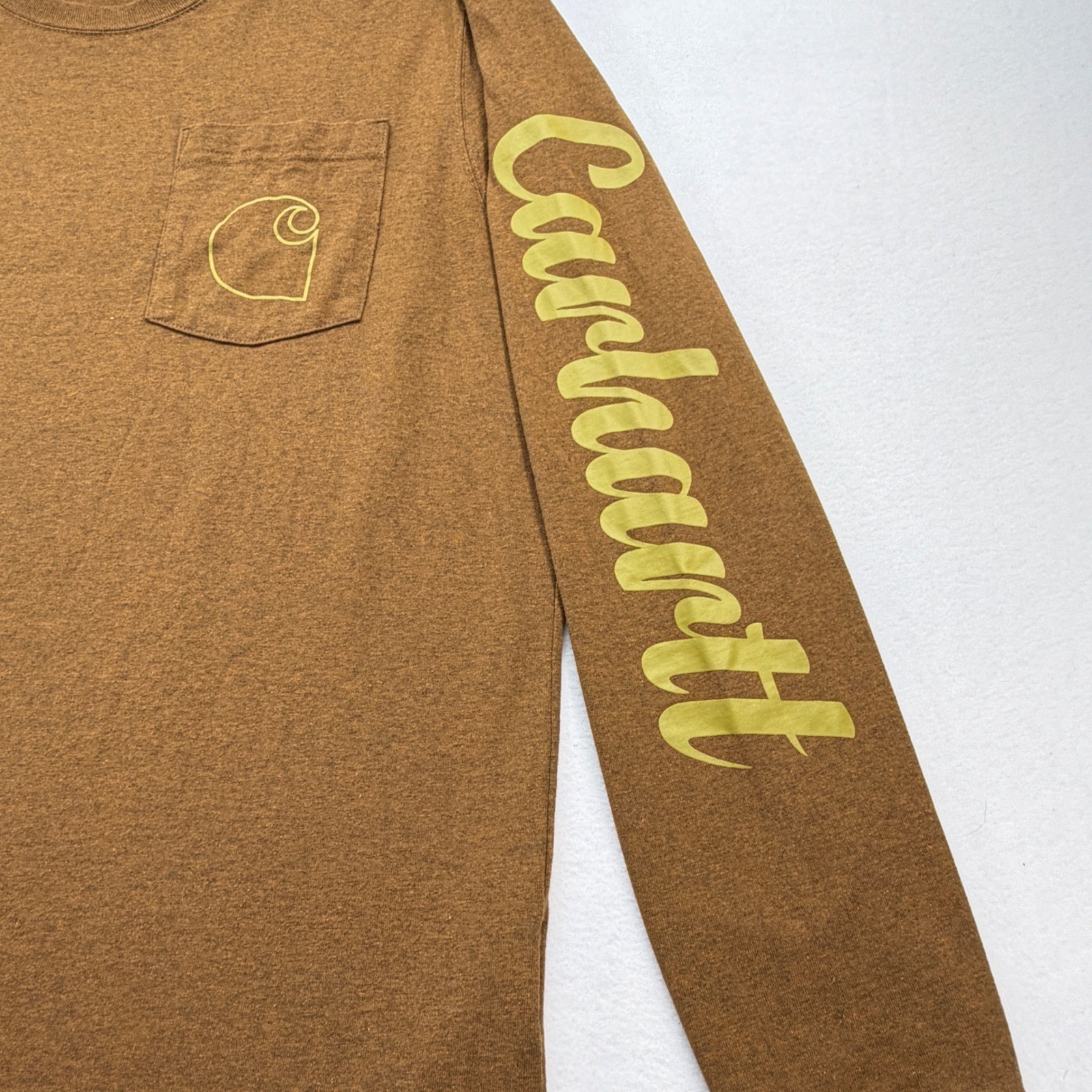 Carhartt Long Sleeve T-Shirt Mens Large Brown M Graphic Pocket Logo Tee gallery