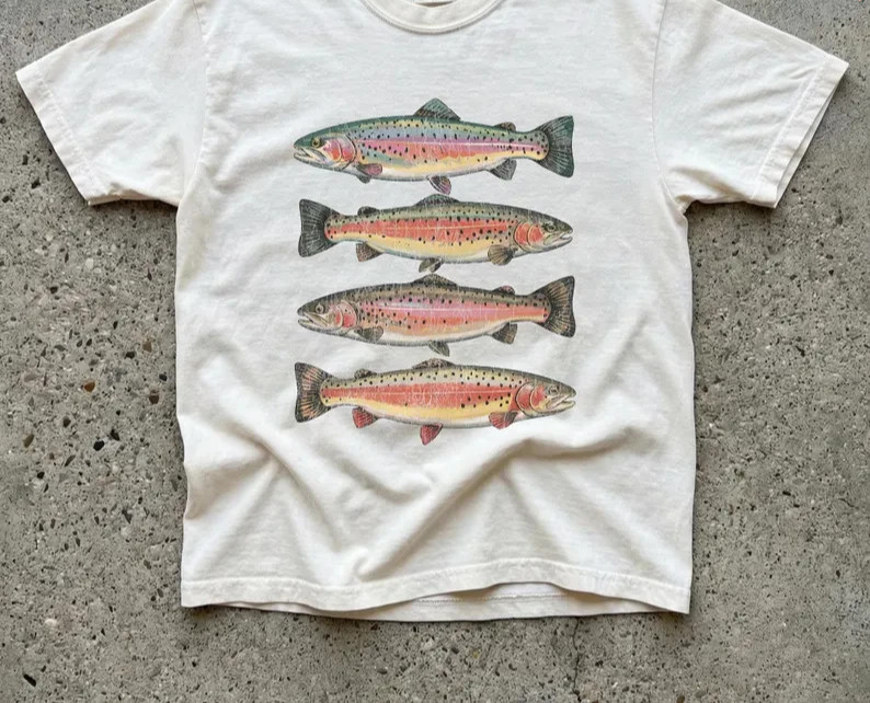 Rainbow Trout Heavy Cotton Tee Fishing Outdoorsy Tees gallery