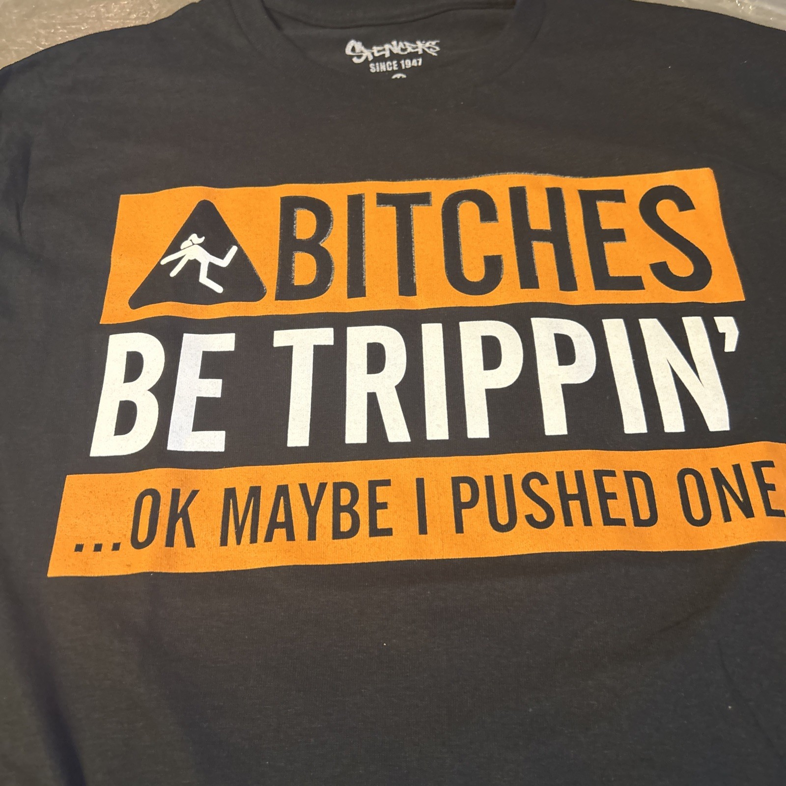 Spencer’s Black “Be Trippin” Graphic Short Sleeve T-Shirt Unisex Size Medium NEW gallery