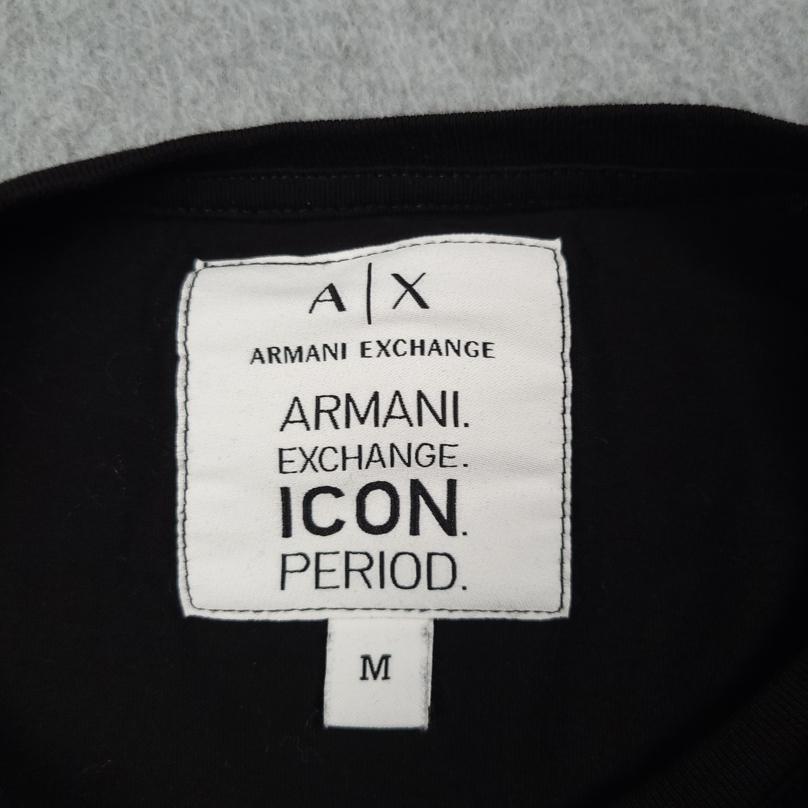 Armani Exchange Icon Period T-Shirt Men Medium Black Beaded Logo Luxury Designer gallery
