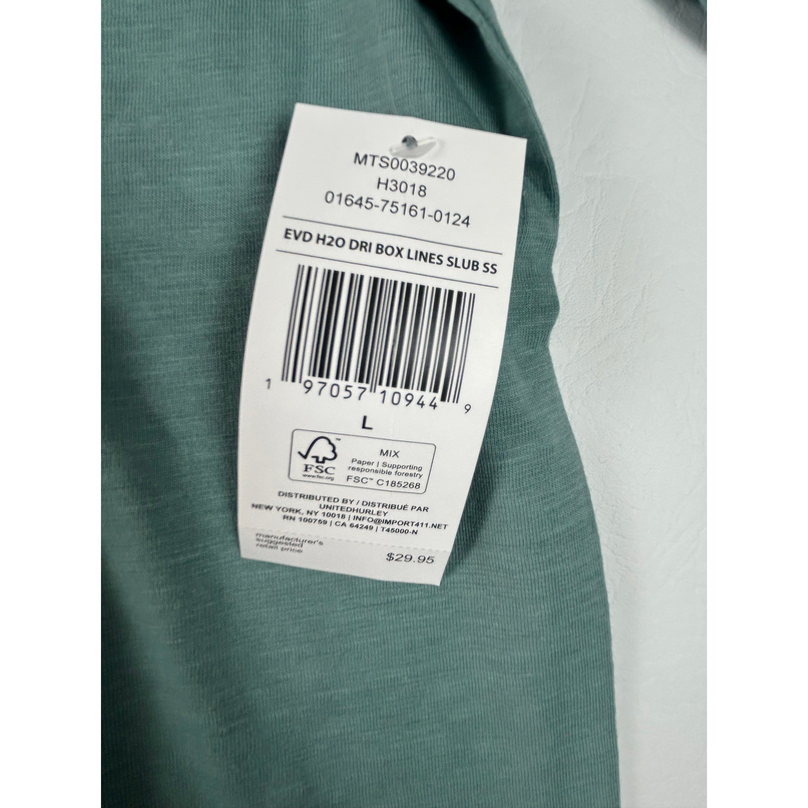 NWT Hurley Men Everyday Tee Large Mint Green Cotton Casual Surf Streetwear Shirt gallery