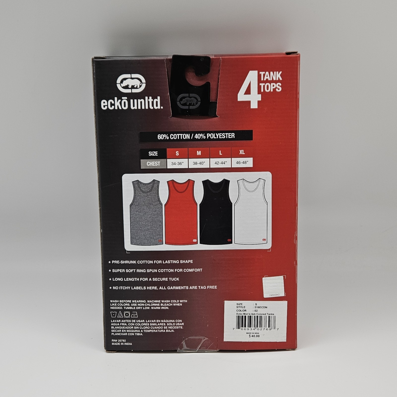 ECKO UNLTD 4Pk Men S-XL Cotton Logo Ribbed Tanks A Shirts Gray Black White Red gallery