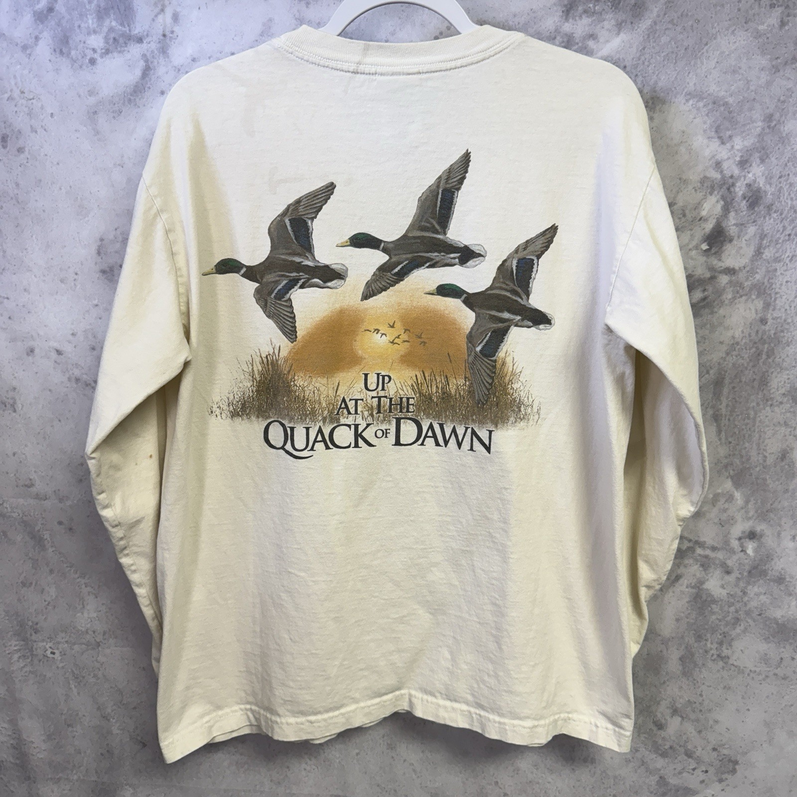 Columbia Duck Hunting Graphic T Shirt Mens Medium Gray Cotton Long Sleeve Tee gallery