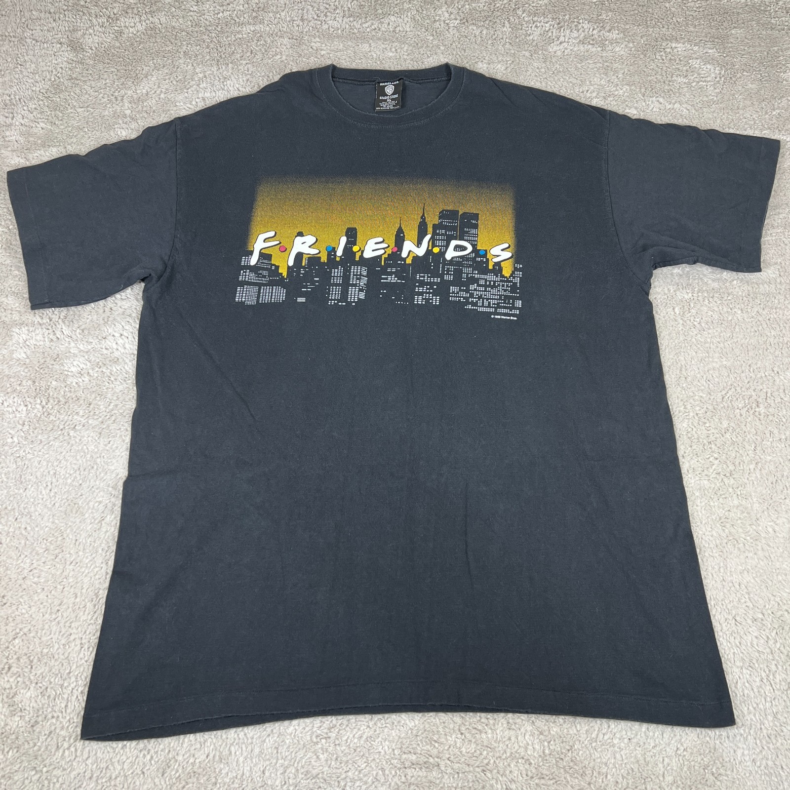 Vintage 1995 Friends TV Show T Shirt XL Black Warner Bros Studio Store USA Made