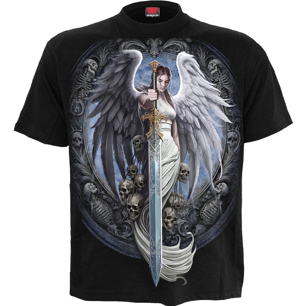 Angel Warrior Sword T-Shirt Gothic Angel Skull Dark Fantasy Tee gallery