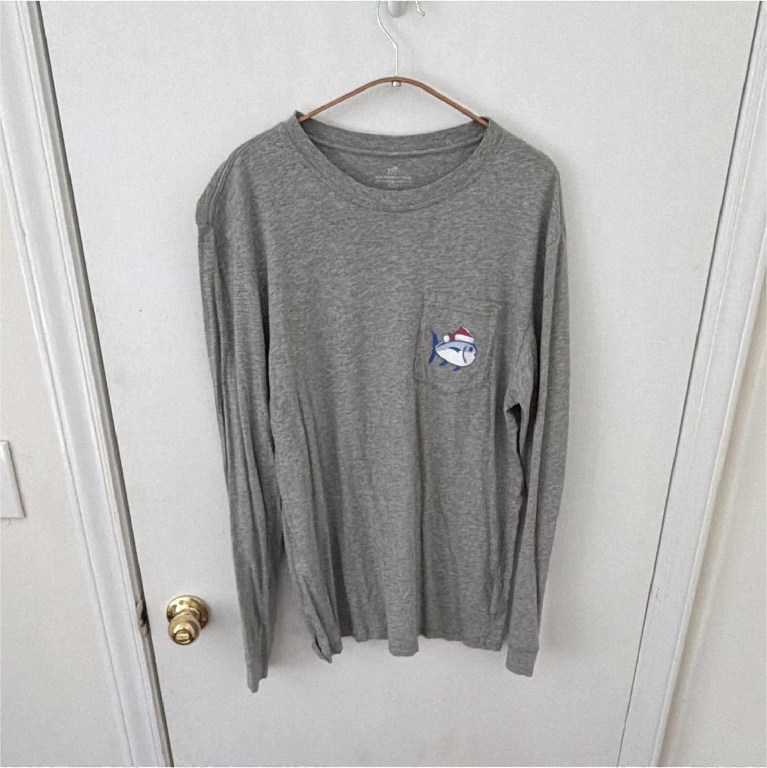 Southern Tide Skipjack Logo Graphic Print Crew Neck Long Sleeve T-Shirt Gray M gallery