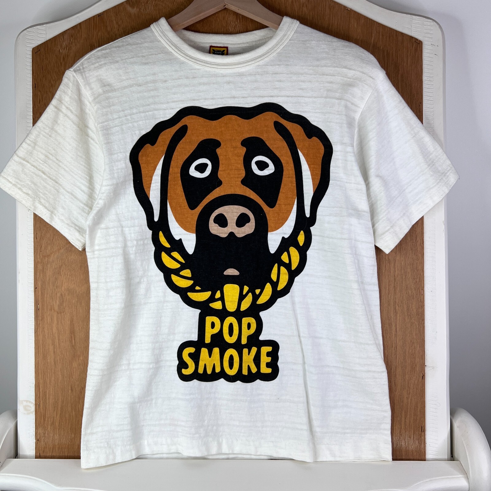 Human Made Shirt Mens Medium White Pop Smoke Nigo Made in Japan Cotton Designer gallery