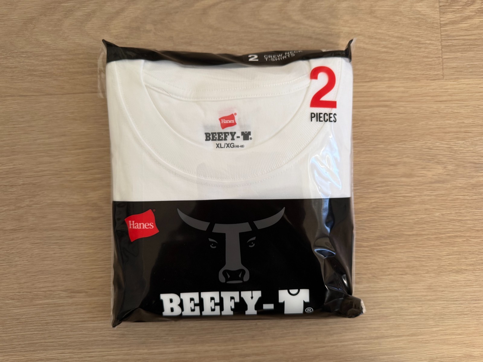2 Pack Hanes Beefy-T White Crew Neck T-Shirt Japan Version XL (US Large)