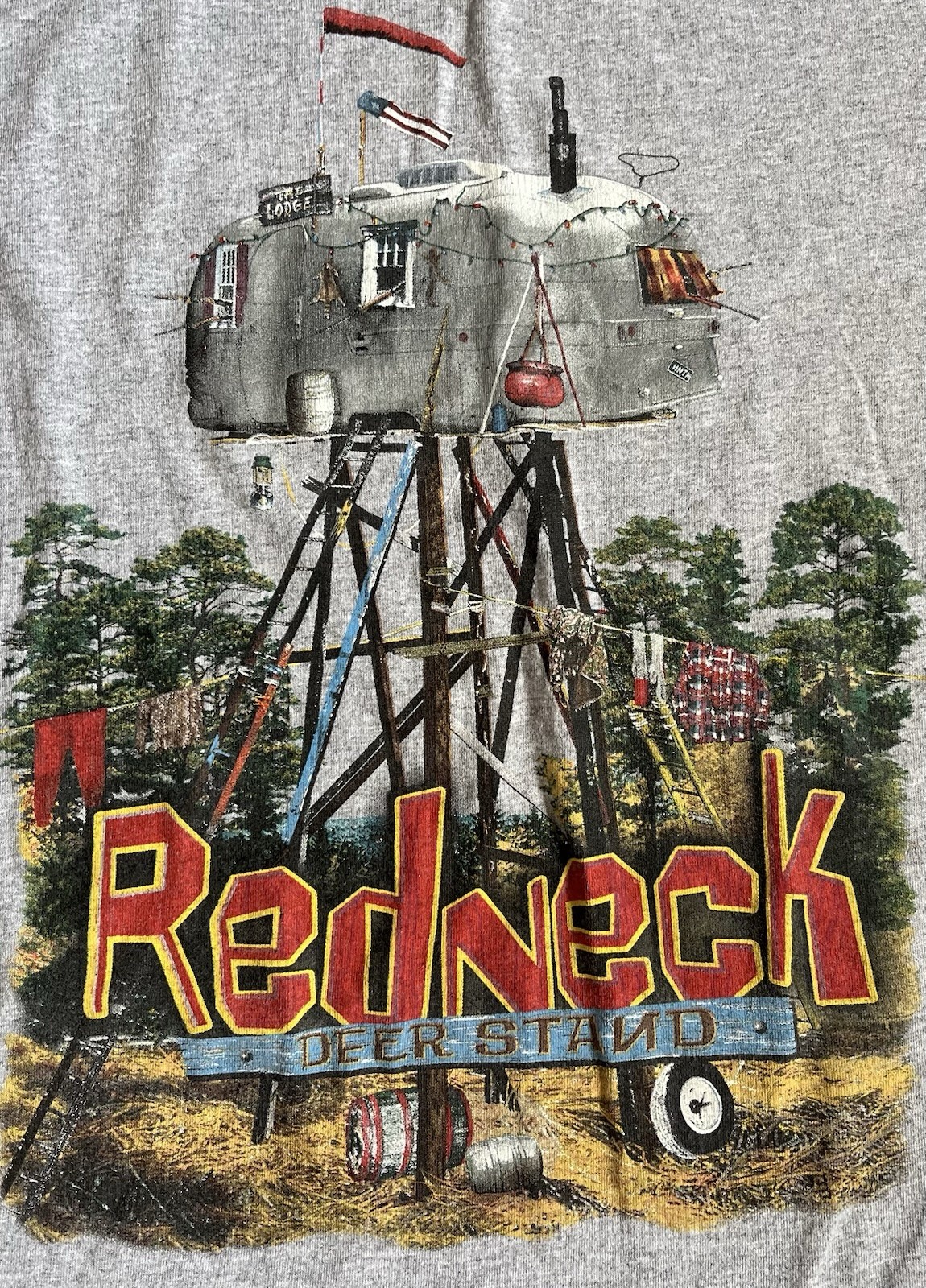 Vintage Y2K Redneck Deer Stand Fishing Dad Joke Fun Graphic T-Shirt Size Large gallery