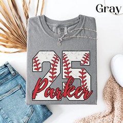 Custom Baseball Name Number Comfort Tee Personalized Gift
