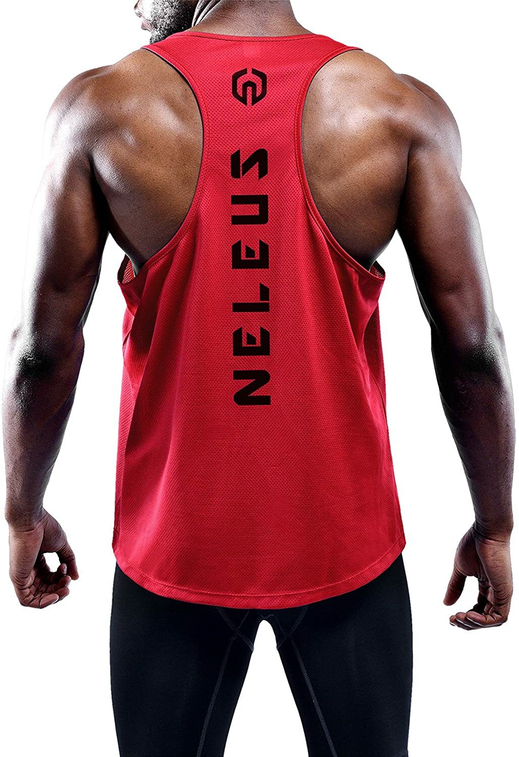 NELEUS 'Dry Fit Logo Muscle' Mesh Tank Top Men's L Gym Workout Exercise Red NEW! gallery