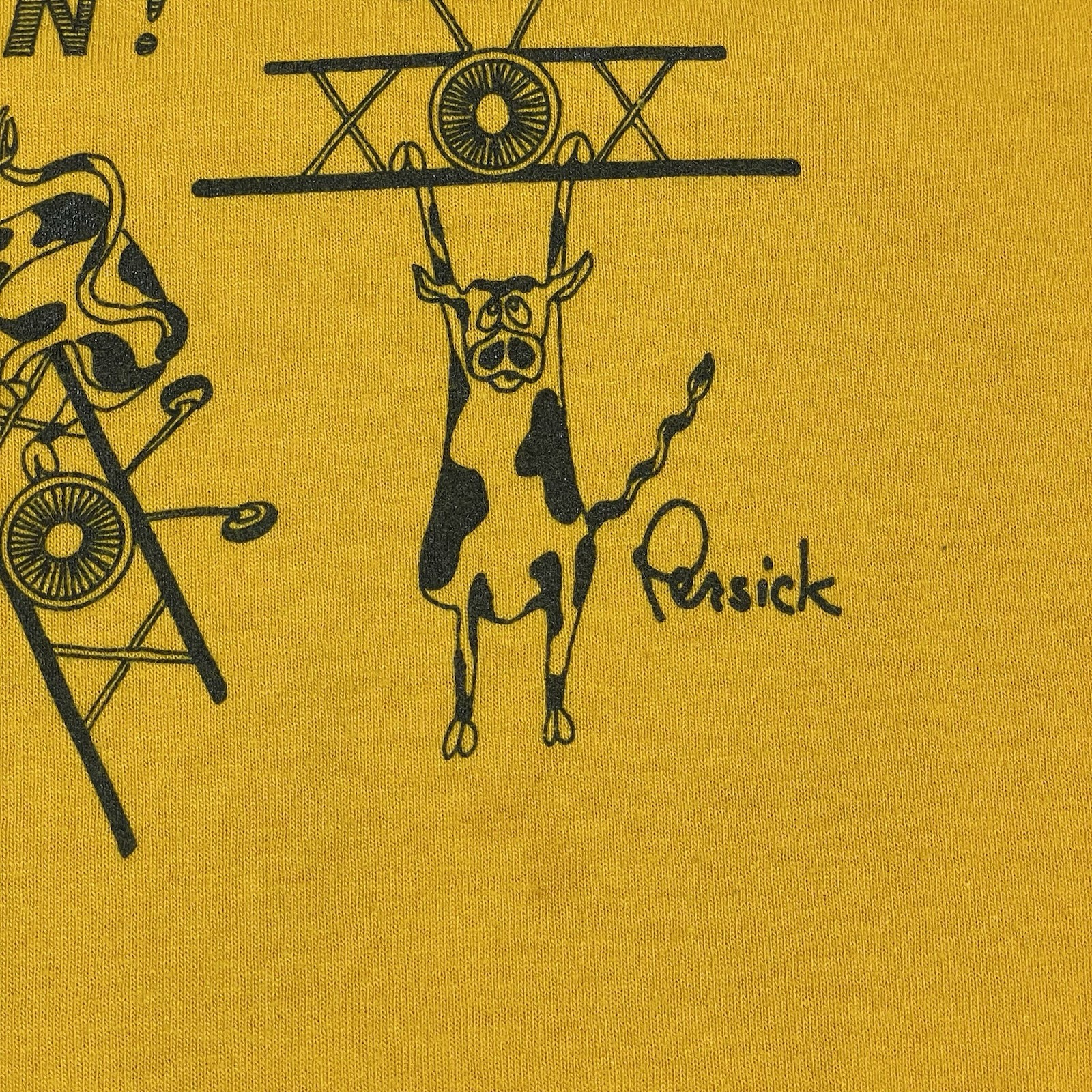Vintage Cow Air Show Oshkosh Wisconsin Persick T Shirt Gilden Sz XL Gold Yellow gallery