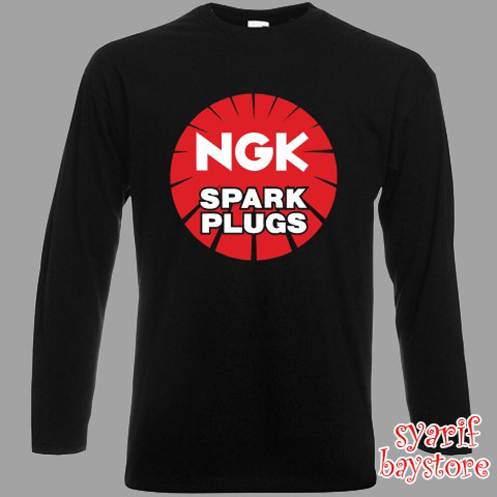 NGK Spark Plugs Long Sleeve Black T-Shirt Size S to 3XL