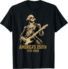 America 250th George Washington Rock Guitar Music 1776 2026 T-Shirt