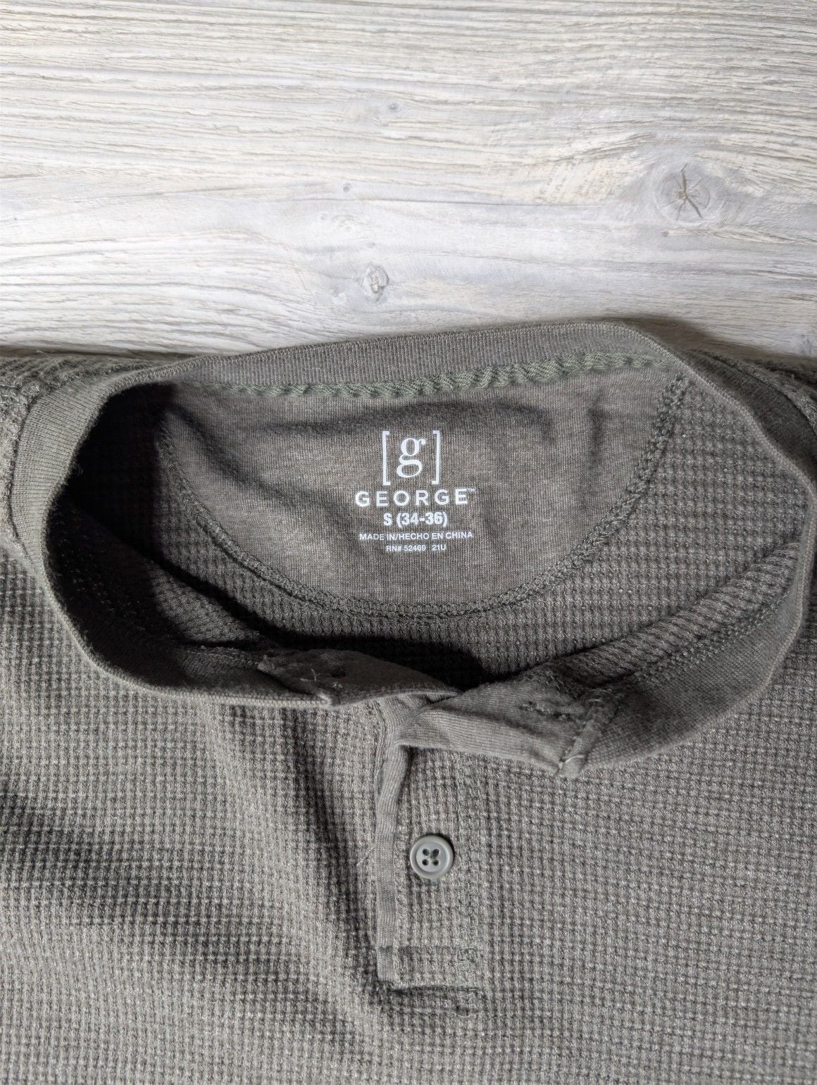 SONOMA Shirt Men's Size S green long Sleeve Micro Waffle Round Henley gallery