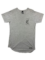 Carré Est 1789 Grey Marle Longline Scoop Tee Men’s Medium Streetwear Curved Hem