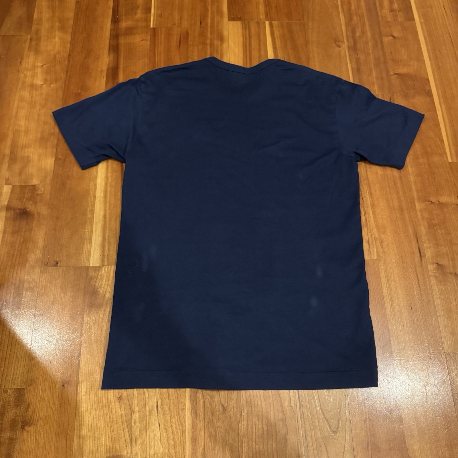 PLAY Comme des Garcons Navy Embroidered Heart Logo Crewneck Tee Size XL gallery