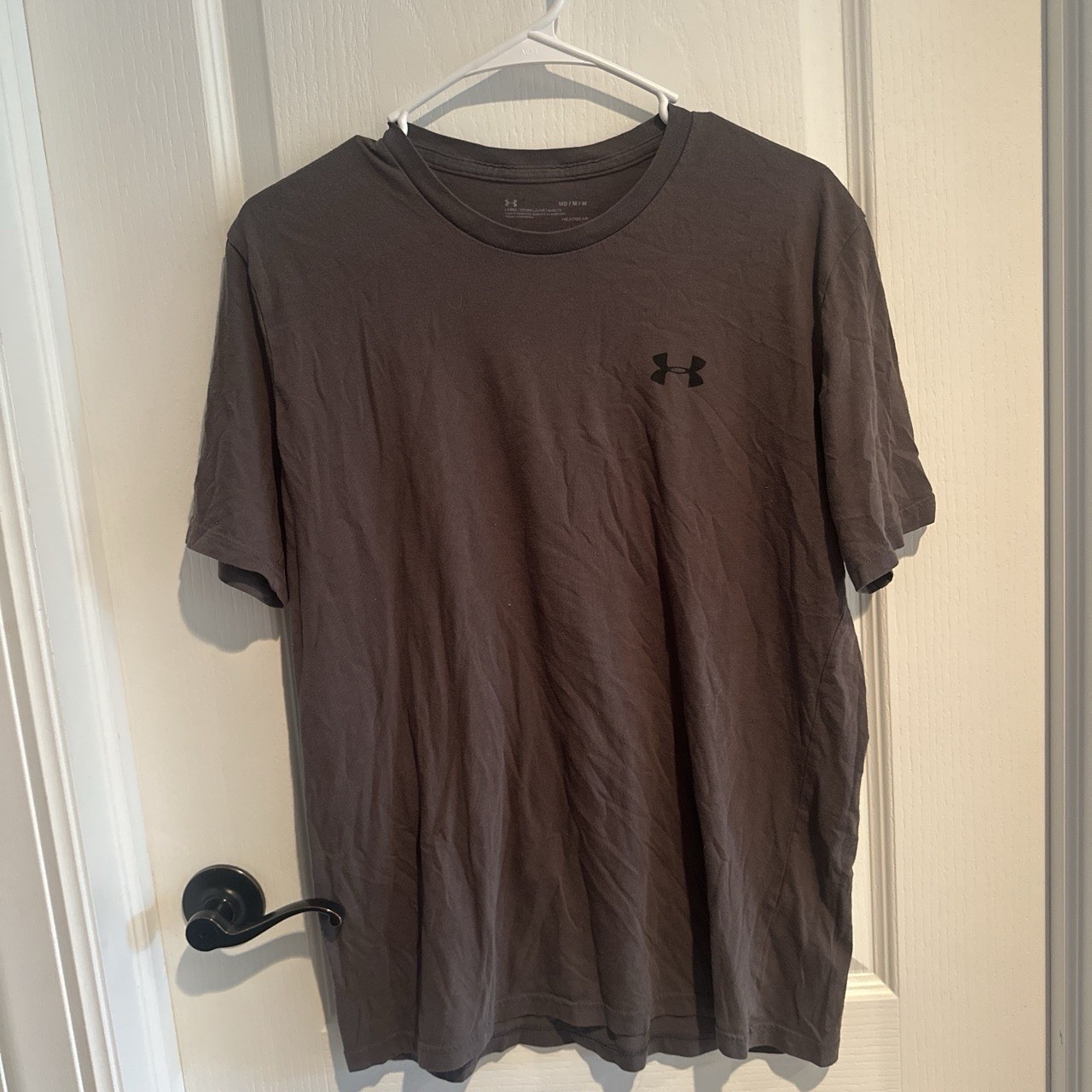 Brown/ Grey Under Armor Logo Plain Shirt Size Medium gallery