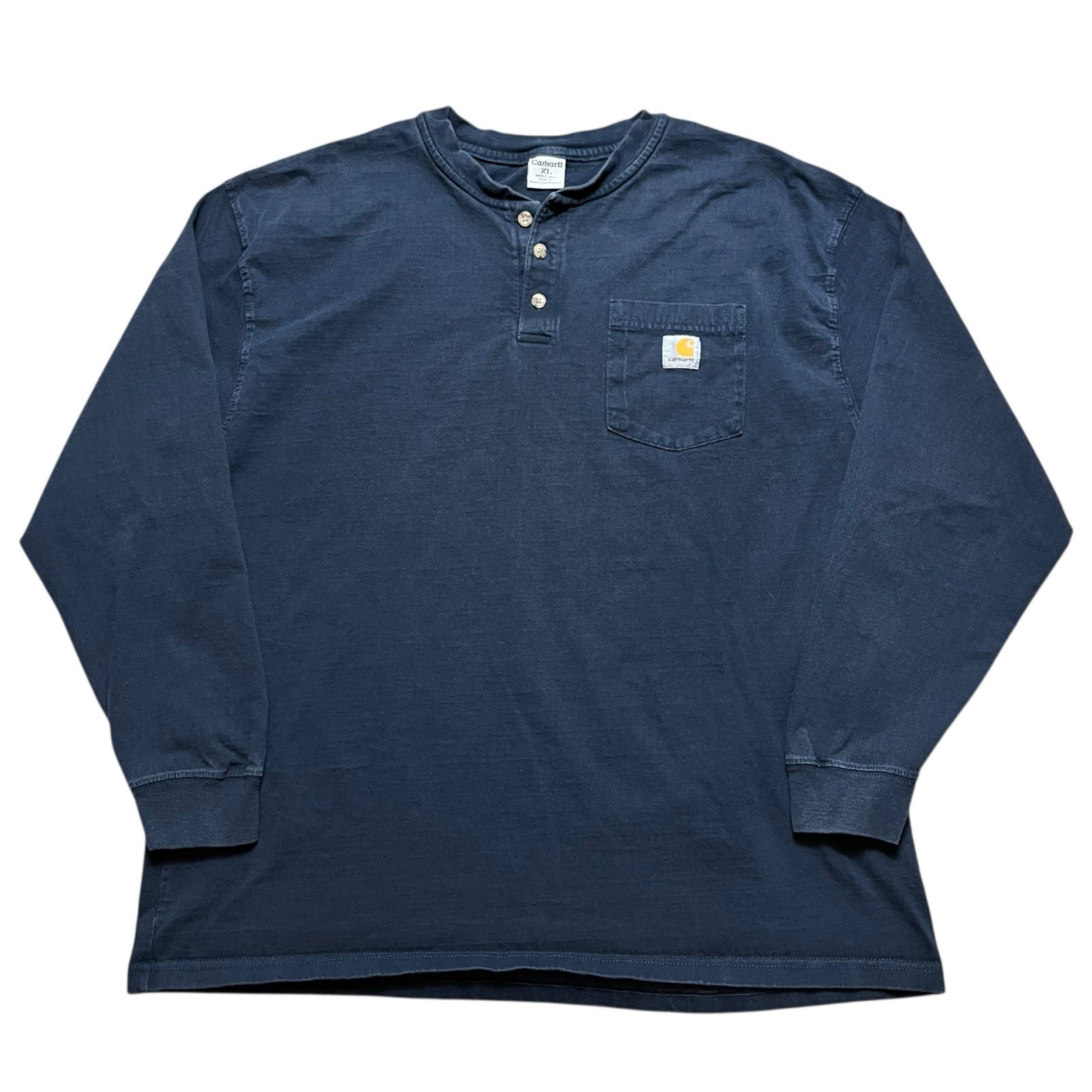 Vintage 90s Carhartt Long Sleeve Pullover Henley Navy Size Extra Large