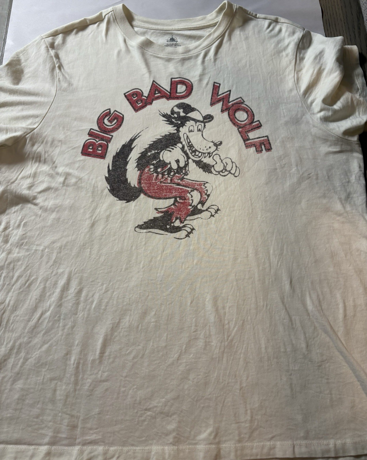 Disney Collection Men's Big Bad Wolf T-Shirt Off White Crew Neck L gallery