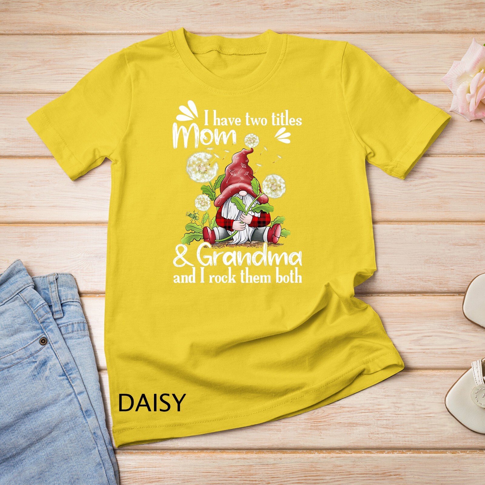 I have two titles MOM and grandma Dandelion Gnome mother day Unisex T-shirt gallery