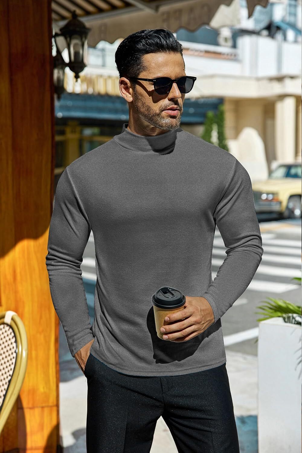Men Mock Neck Turtleneck Long Sleeve Shirts Undershirt Thermal Fleece Lined Tops gallery