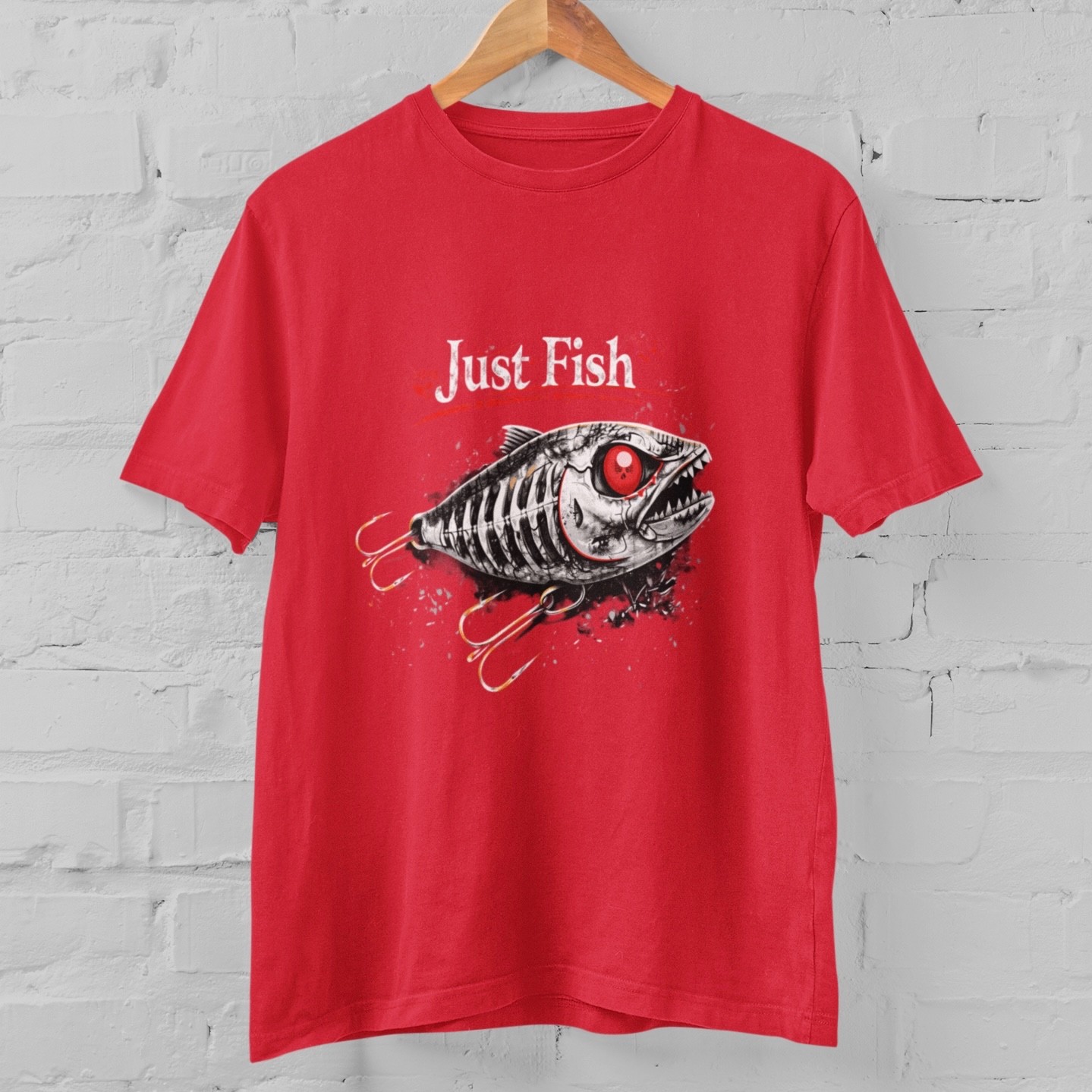 Just Fish T-Shirt Fishing Skeleton Fish Tee Funny Fisherman Gift Angler Shirt gallery