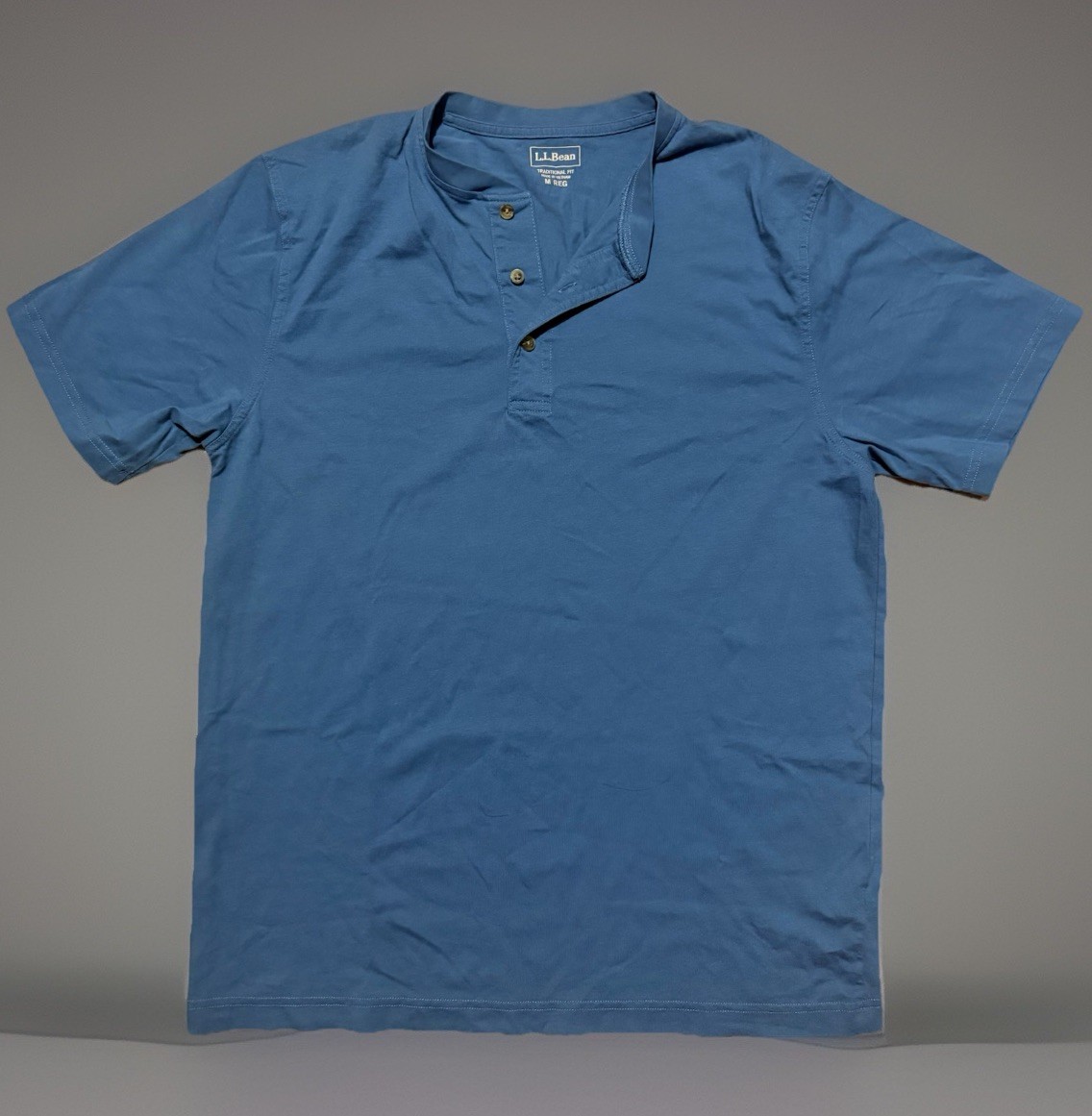L.L. Bean Men's Carefree Unshrinkable Tee Traditional Fit, Henley Blue, Medium gallery