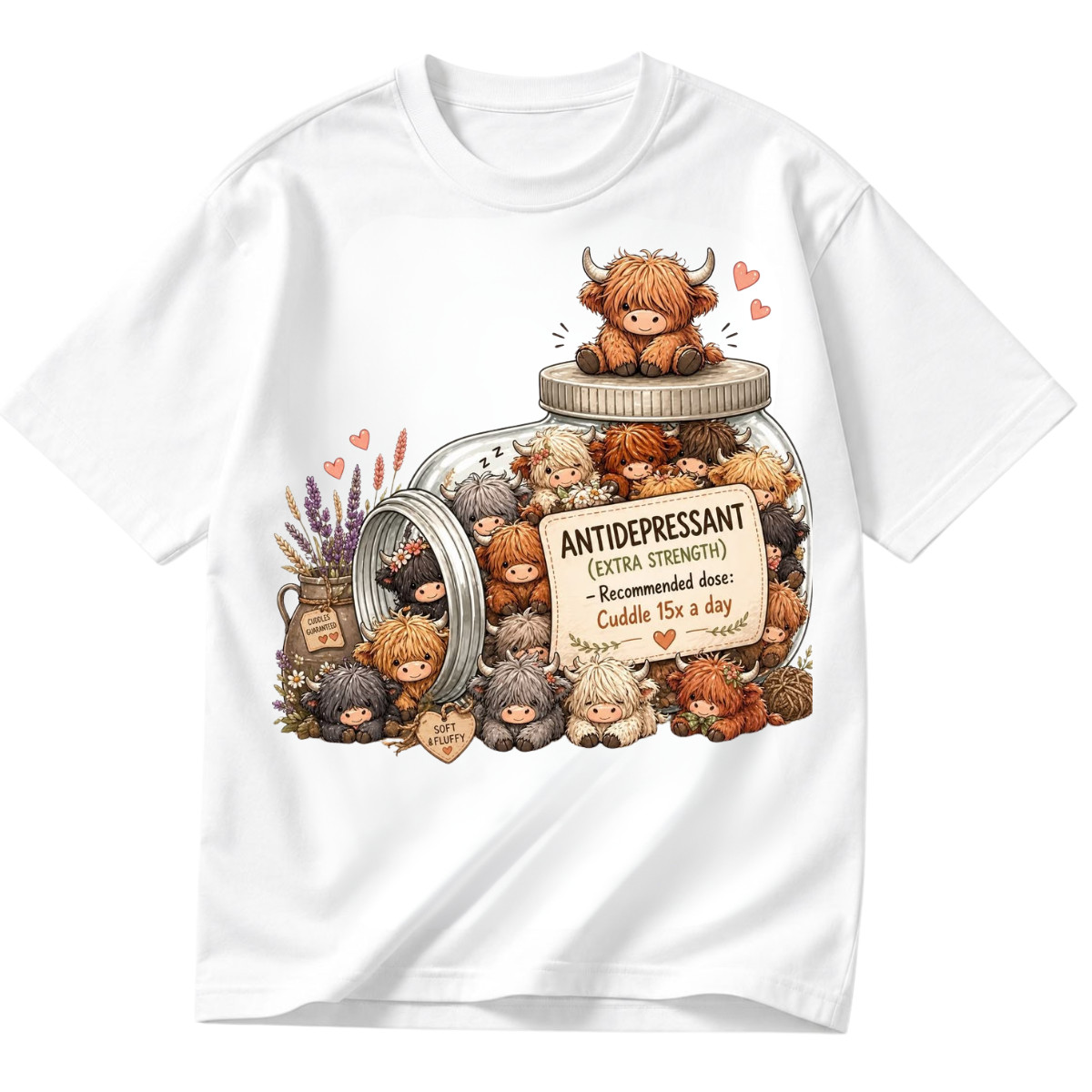 Funny Highland Cow Antidepressant Shirt Cute Animal Lover Gift Tee S-5XL gallery