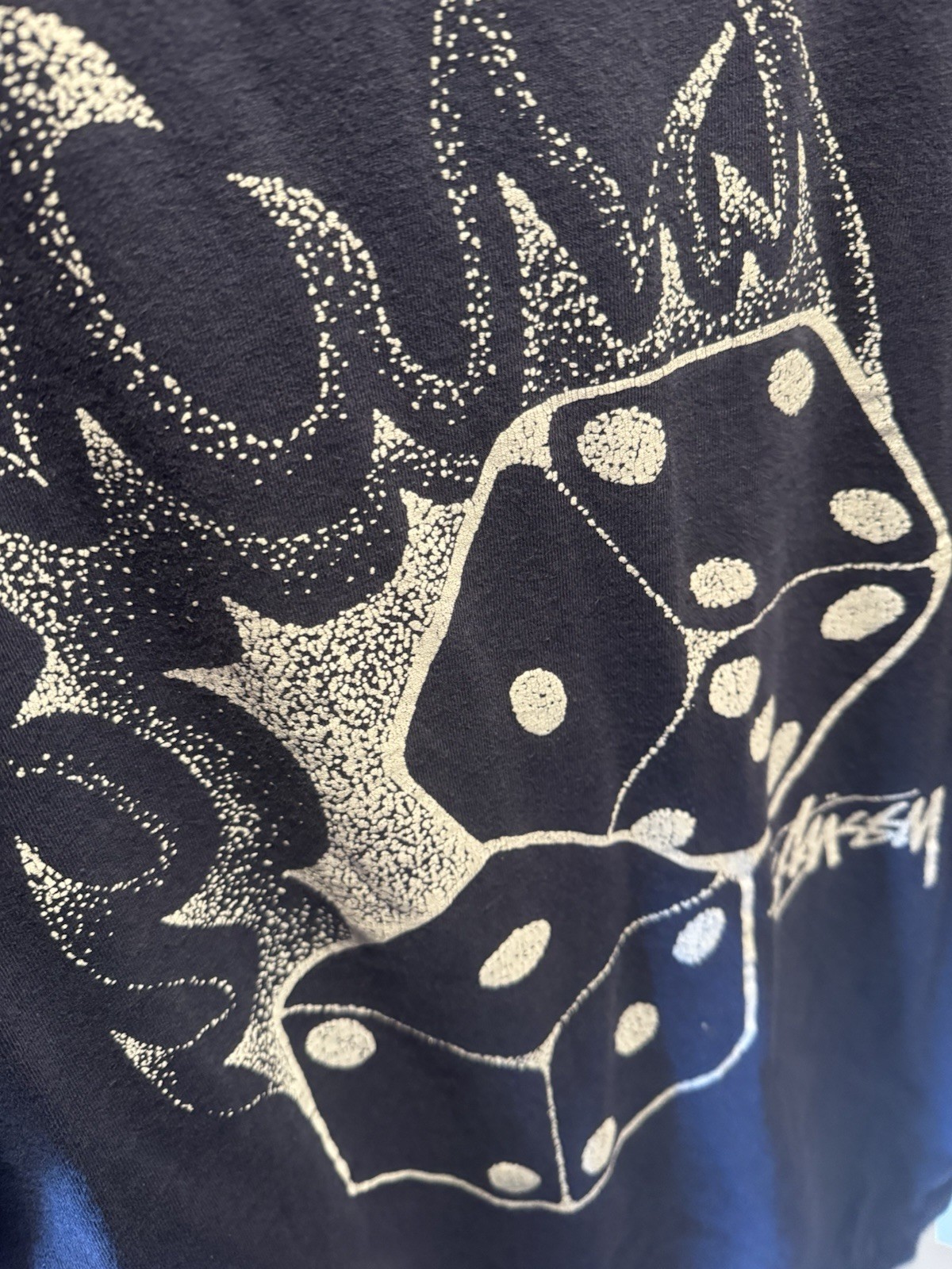 Stussy navy fire dice tee M gallery