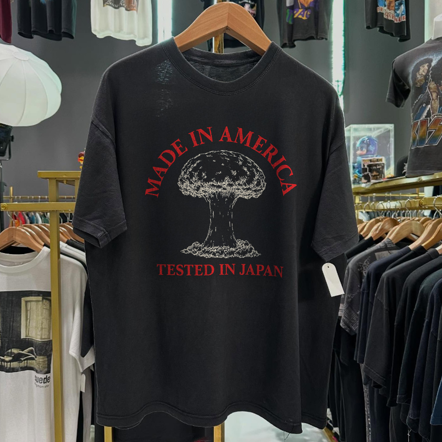 90s Made In America 'Tested In Japan' Washed T-Shirt Black L gallery