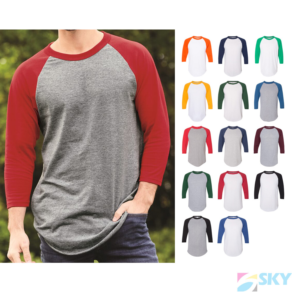 Raglan 3/4 Sleeve Baseball Men's Plain Tee Jersey Team Sports T-Shirt NEW 4420 gallery