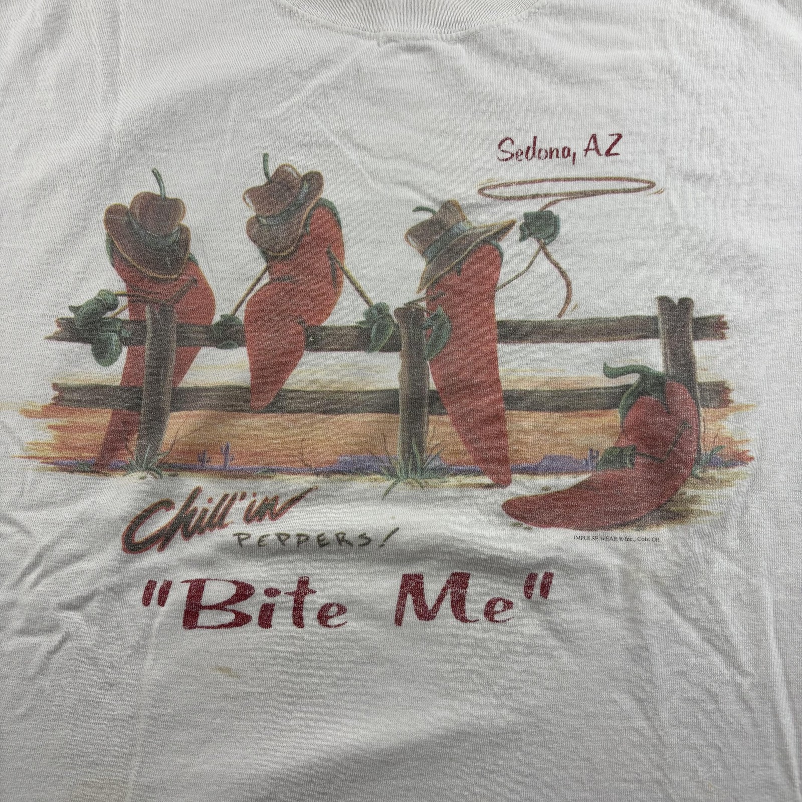 Vintage Anvil Shirt Mens XL White Sedona AZ Chillin Peppers Bite Me Graphic Tee gallery