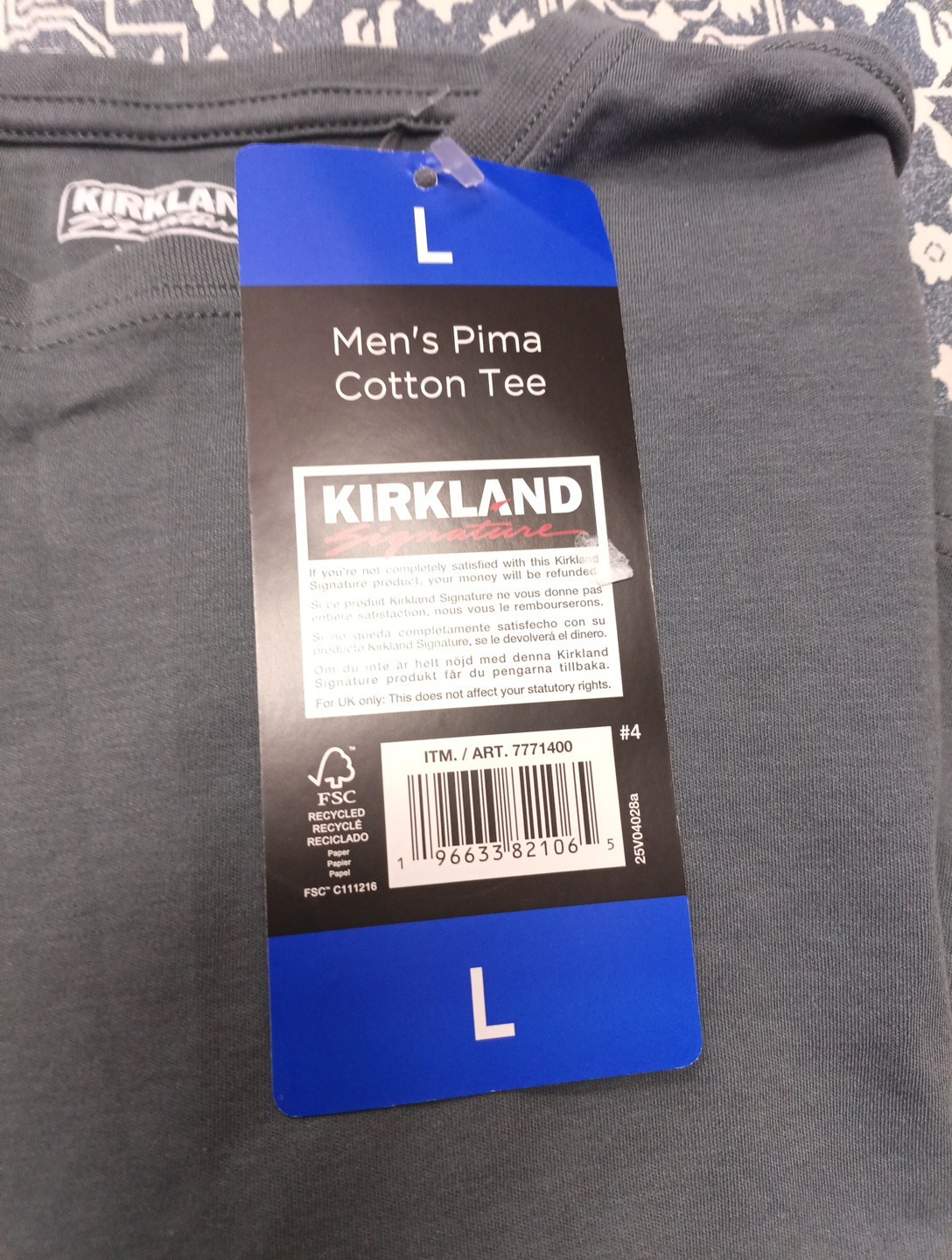 Kirkland Signature Men’s Pima Cotton Slub Tee, Gray, Size L gallery