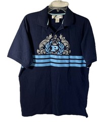 Phat 1/4 Button T-Shirt SIZE XL Classics Navy Blue Studded Logo Short Sleeve Tee