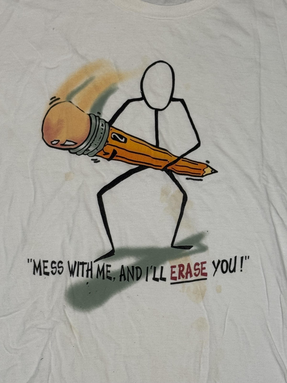 Vintage Mess With Me And I'll Erase You Shirt Mens XL Funny Graphic 90s Tee gallery