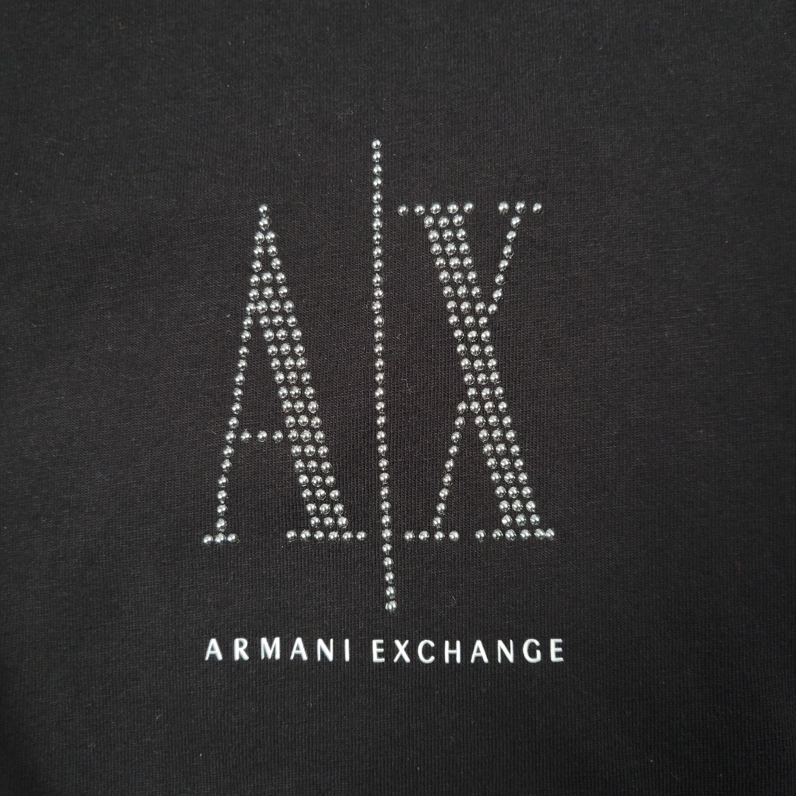 Armani Exchange Icon Period T-Shirt Men Medium Black Beaded Logo Luxury Designer gallery