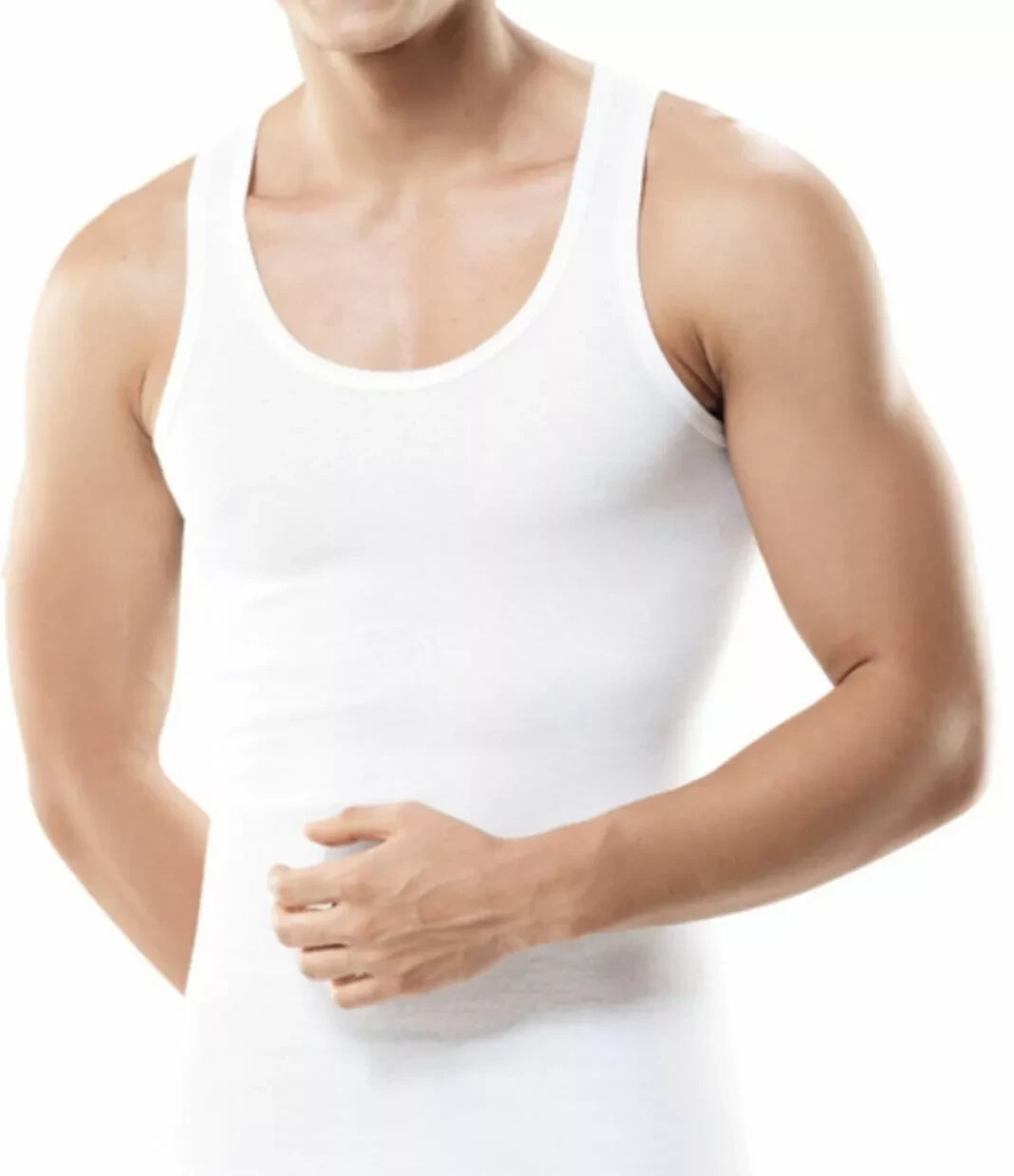 12 Pack BYC Men's 100% Cotton White Undershirts Tank Top A Shirts MT01 gallery