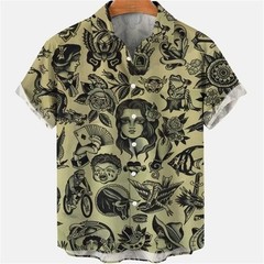 Mens Button Down Japanese Dragon Samurai Hawaiian Novelty Holiday Summer Shirt