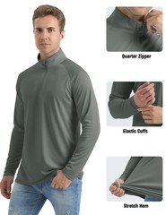 Hiking Shirts for Men Summer Sun Protective Quarter Zip Pullover for Men Rash…