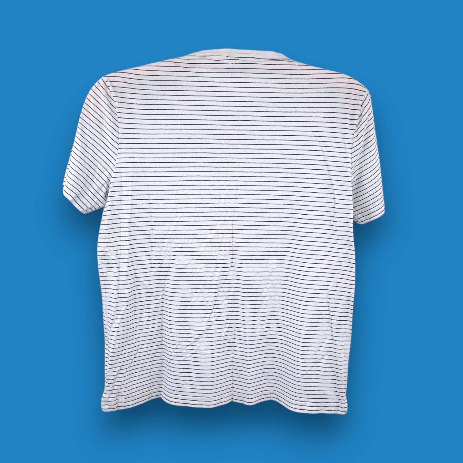 LACOSTE Henley Linen Blend T-Shirt MENS Size 6 US XL Blue White Striped SEE FLAW gallery
