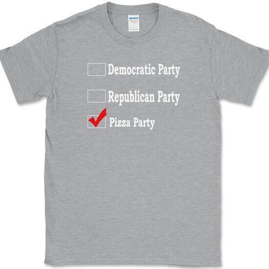 Republican Party Democrat Party Pizza Party T-Shirt Funny Political Food Tee gallery