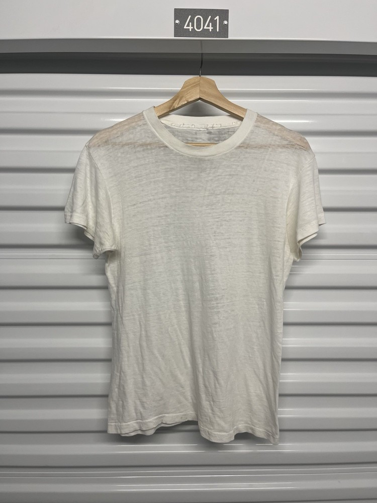 Vintage 70s See-Through White 100% Cotton T-Shirt Single Stitch