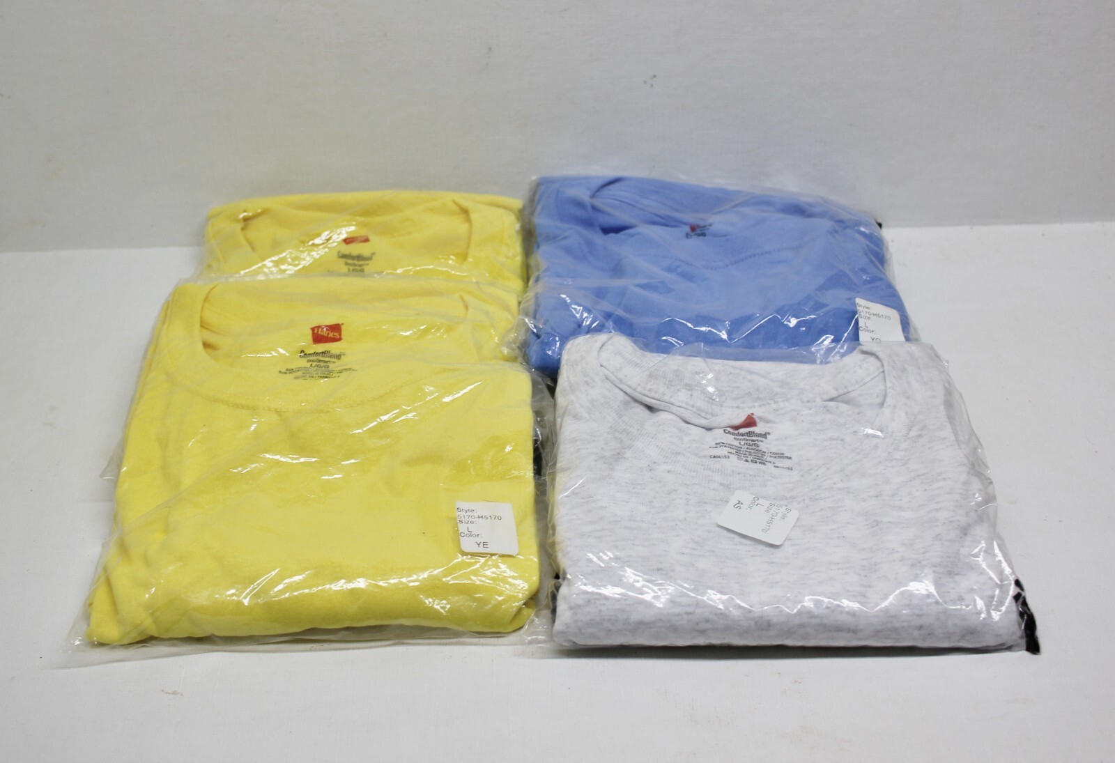 Lot of 4 Hanes Men’s 50/50 EcoSmart Crew Neck Tee Shirt T-Shirt LG Large