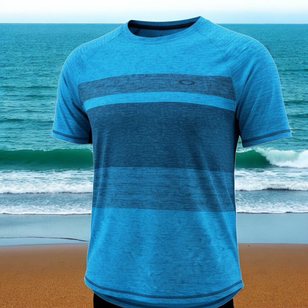 oakley t shirt large men Blue Sports Beach Casual Performance gallery