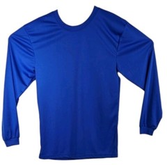 Mens Blank Blue Long Sleeve Semi Fitted Shirt Sz S Small Plain Lightweight Top